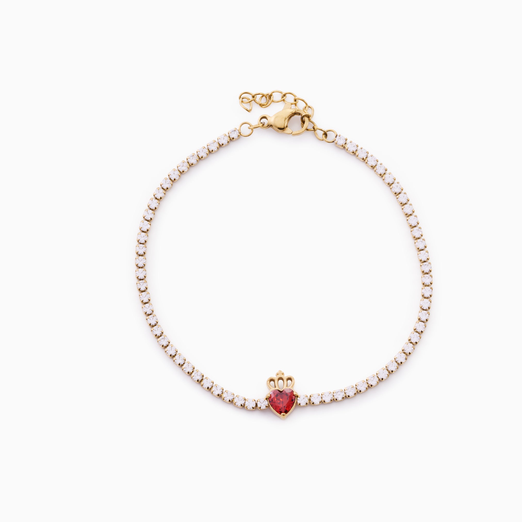 HEART CROWN RUBY RED TENNIS BRACELET – Lynott Jewellery