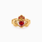 LAUREN X LYNOTT CUISLE MO CROI RUBY CLADDAGH RING