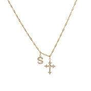 CHARLEEN X LYNOTT CROSS MY HEART INITIAL NECKLACE