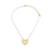 PEARL ENGRAVABLE HEART NECKLACE