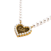PEARL ENGRAVABLE HEART NECKLACE