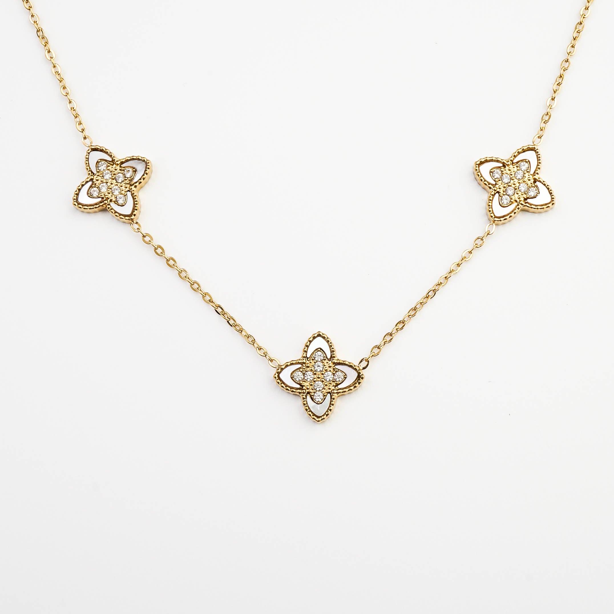 PASSIONATE CLOVER WHITE NECKLACE - Lynott Jewellery