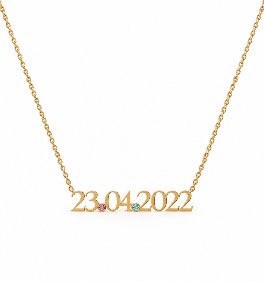 Personalised Date & Birthstone Necklace