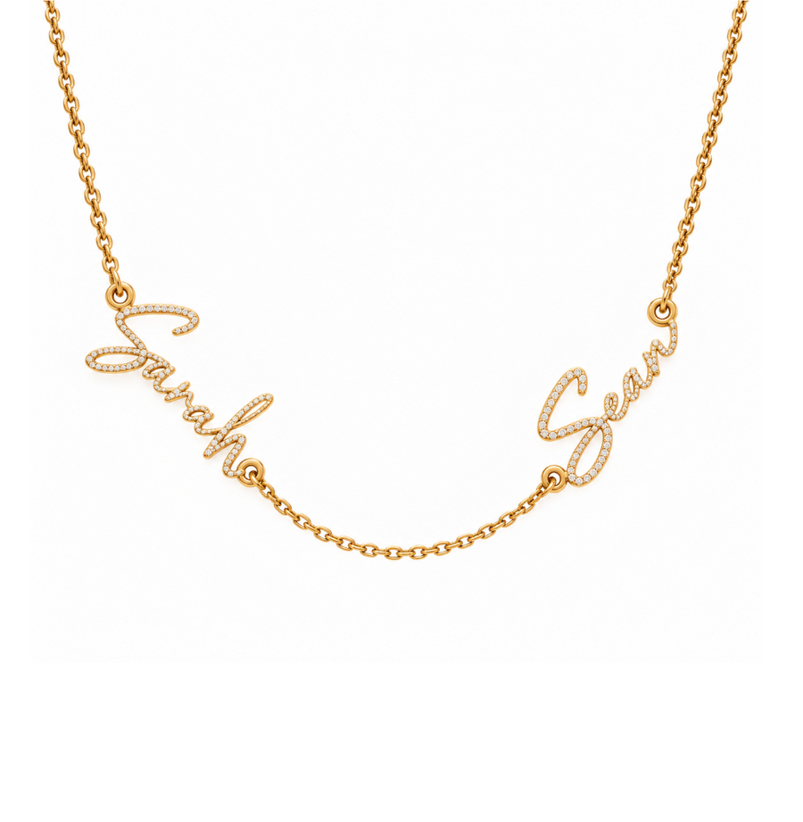 Personalised Classic Crystal Double Name Necklace