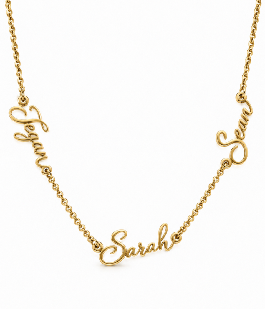 Personalised Cursive Triple Name Necklace