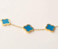 FOUR LEAF CLOVER BRACELET BLUE AND GOLD - Lynott Jewellery