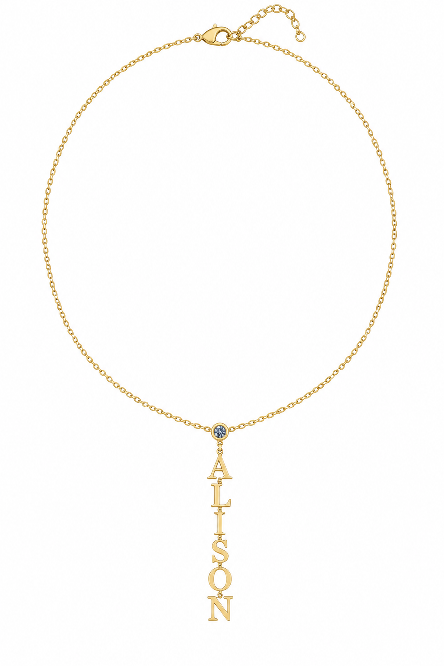 Personalised Vertical Name and Birthstone Necklace