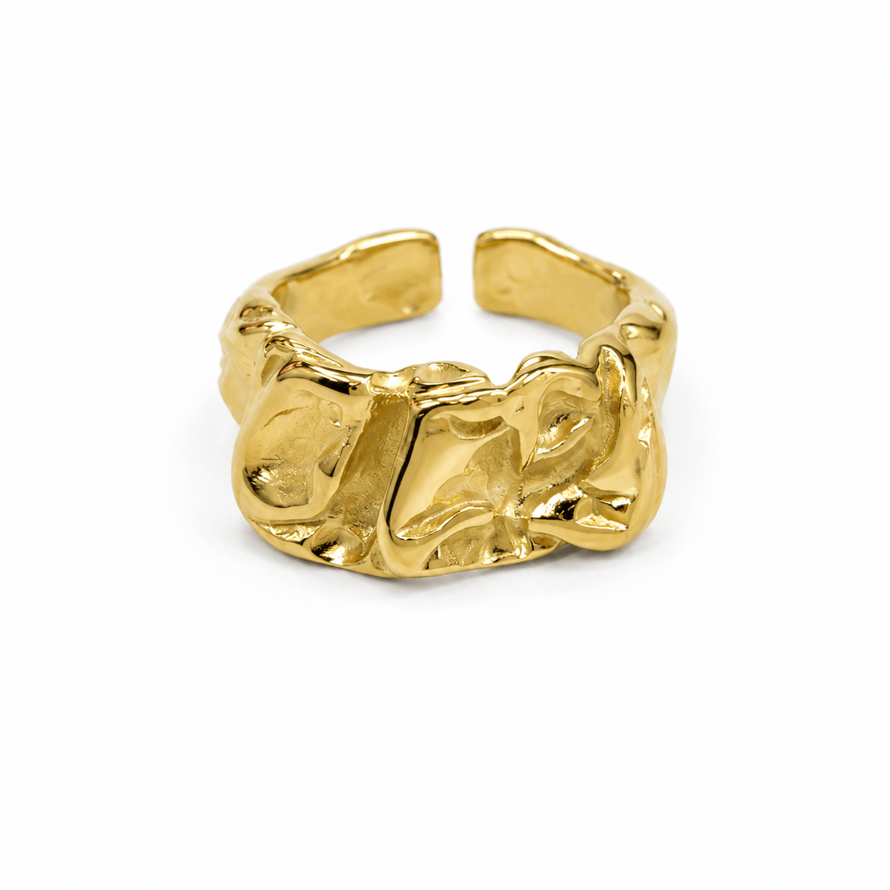 SQUARE TEXTURED RING best gold plated tarnish and water resistant piece by Irish Jewellery brand - Lynott Jewellery