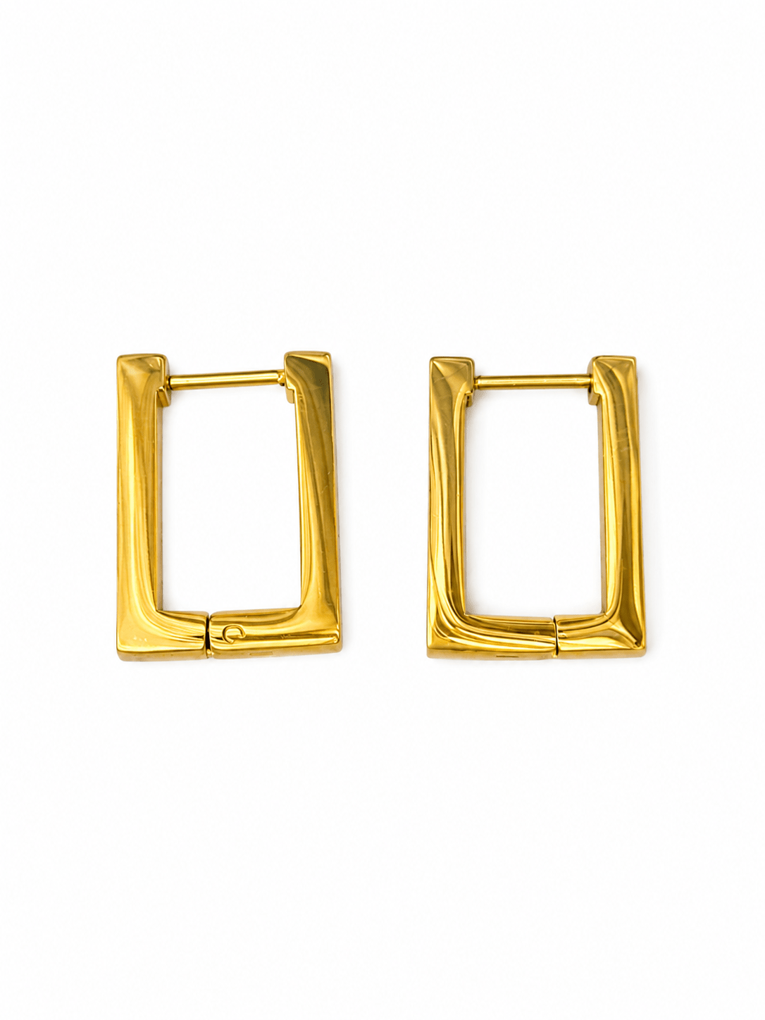 SMALL SQUARE HOOP best gold plated tarnish and water resistant piece by Irish Jewellery brand - Lynott Jewellery