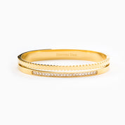 DUAL RADIANCE BANGLE best gold plated tarnish and water resistant piece by Irish Jewellery brand - Lynott Jewellery