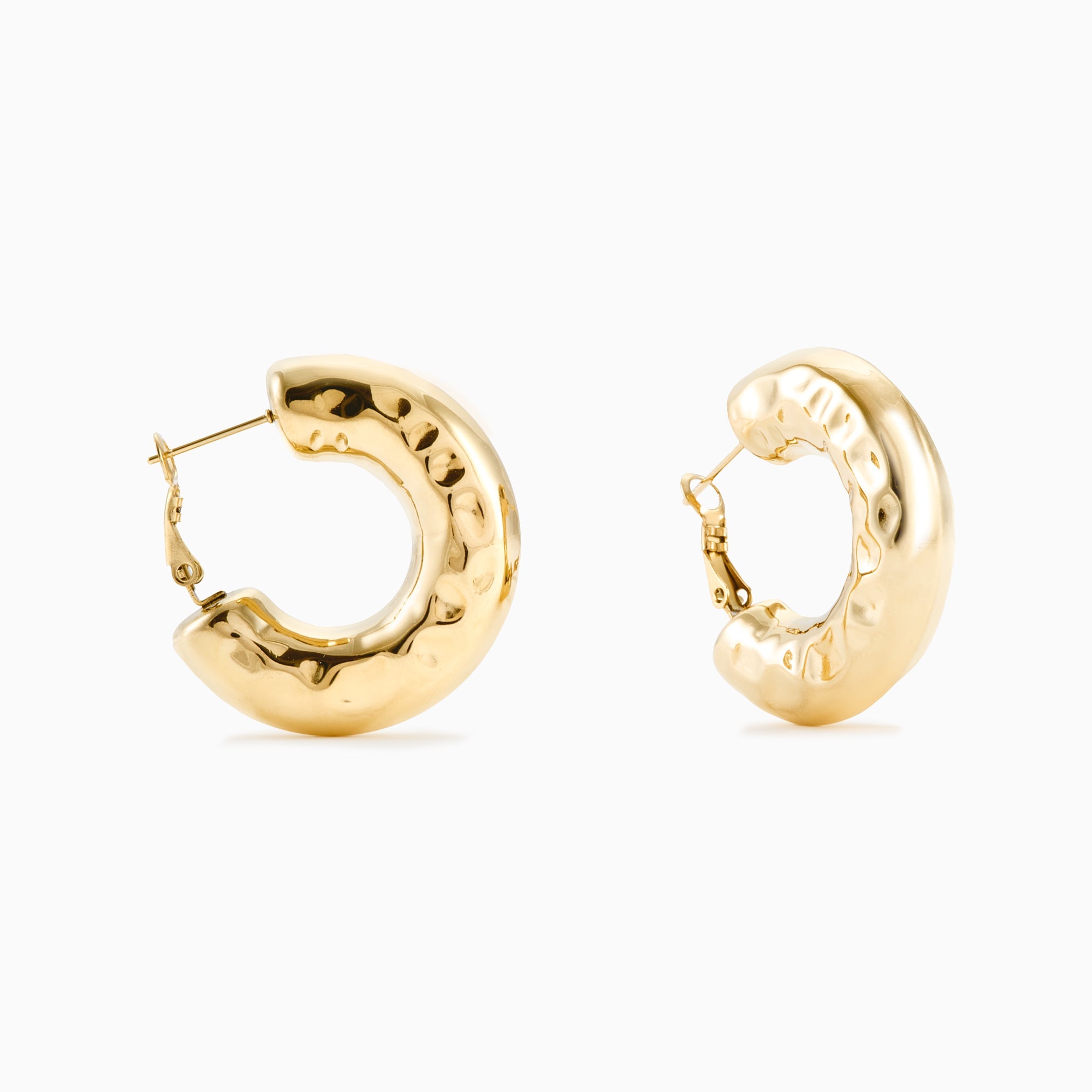 TEXTURED GLOW HOOP best gold plated tarnish and water resistant piece by Irish Jewellery brand - Lynott Jewellery