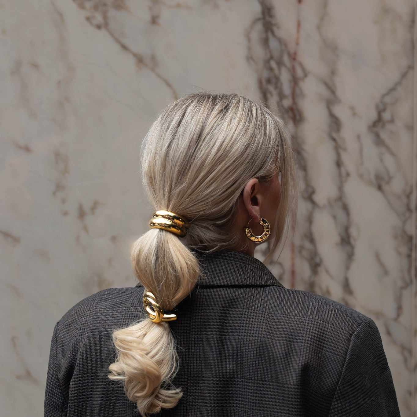 TEXTURED GLOW HOOP best gold plated tarnish and water resistant piece by Irish Jewellery brand - Lynott Jewellery