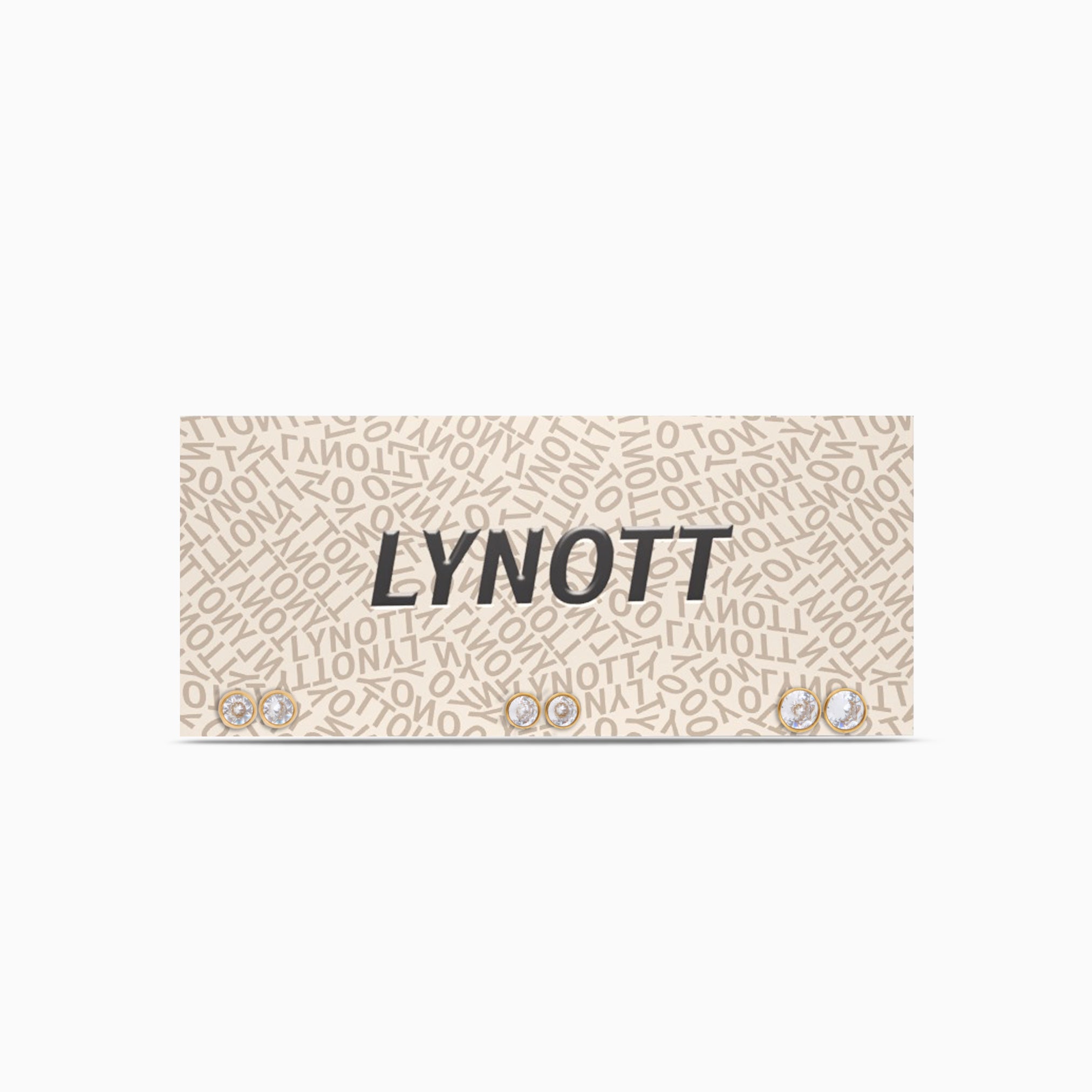 CRYSTAL DOT STUD 3 PAIR EARRING SET best gold plated tarnish and water resistant piece by Irish Jewellery brand - Lynott Jewellery