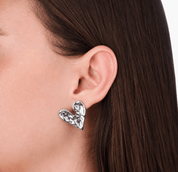 TEXTURED HEART STATEMENT STUD best gold plated tarnish and water resistant piece by Irish Jewellery brand - Lynott Jewellery
