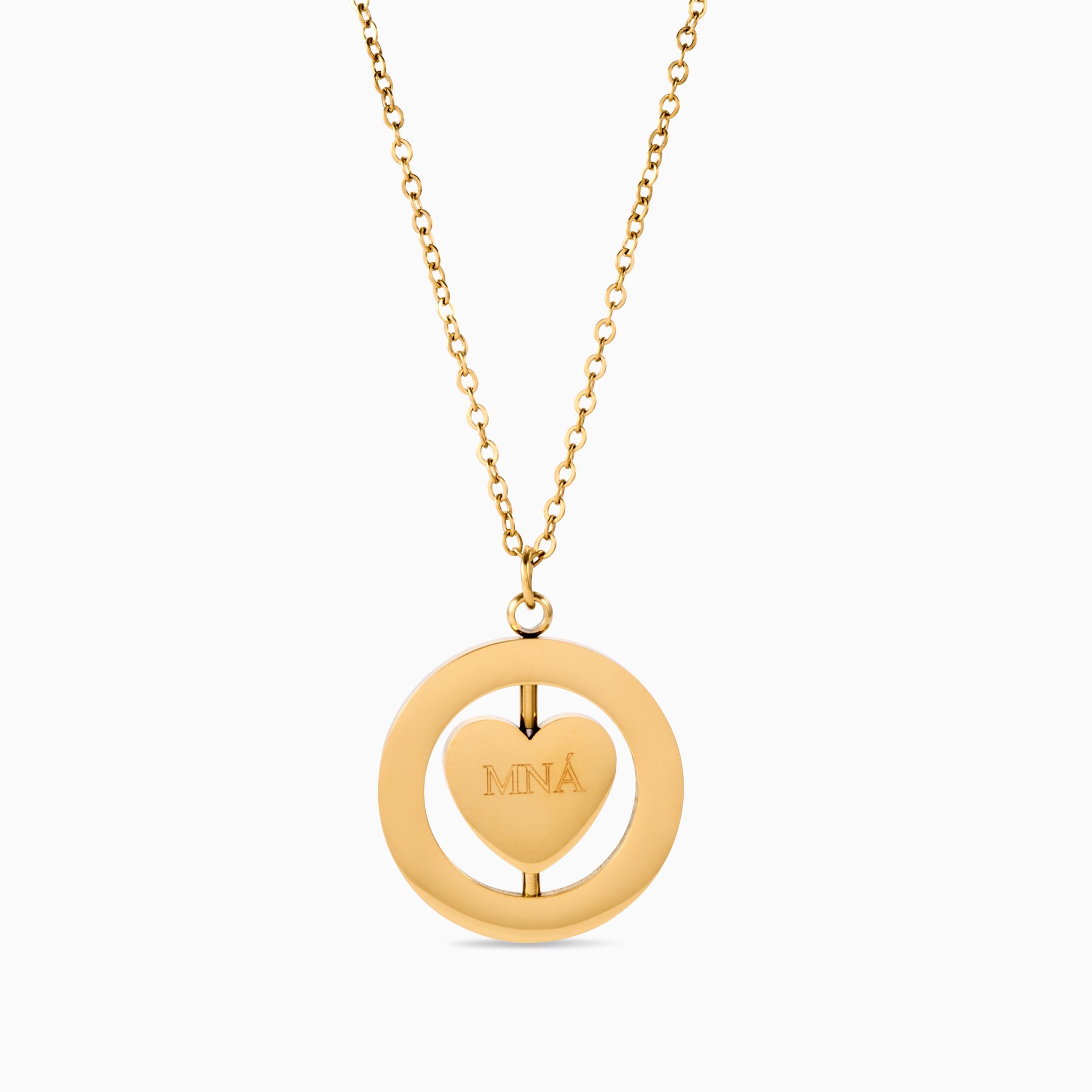 SPINNING HEART ENGRAVABLE NECKLACE best gold plated tarnish and water resistant piece by Irish Jewellery brand - Lynott Jewellery
