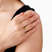 ROSE TWIST RING best gold plated tarnish and water resistant piece by Irish Jewellery brand - Lynott Jewellery