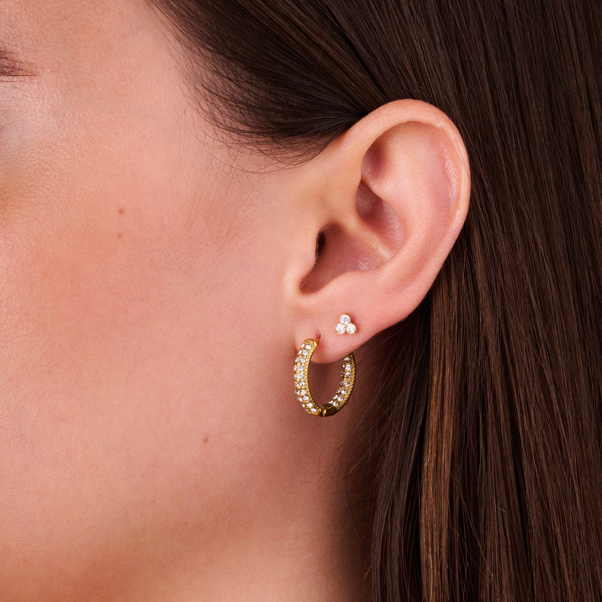 CLOVER FLAT BACK INDIVIDUAL STUD best gold plated tarnish and water resistant piece by Irish Jewellery brand - Lynott Jewellery