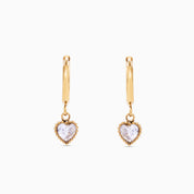 HEART DROP HUGGIES best gold plated tarnish and water resistant piece by Irish Jewellery brand - Lynott Jewellery