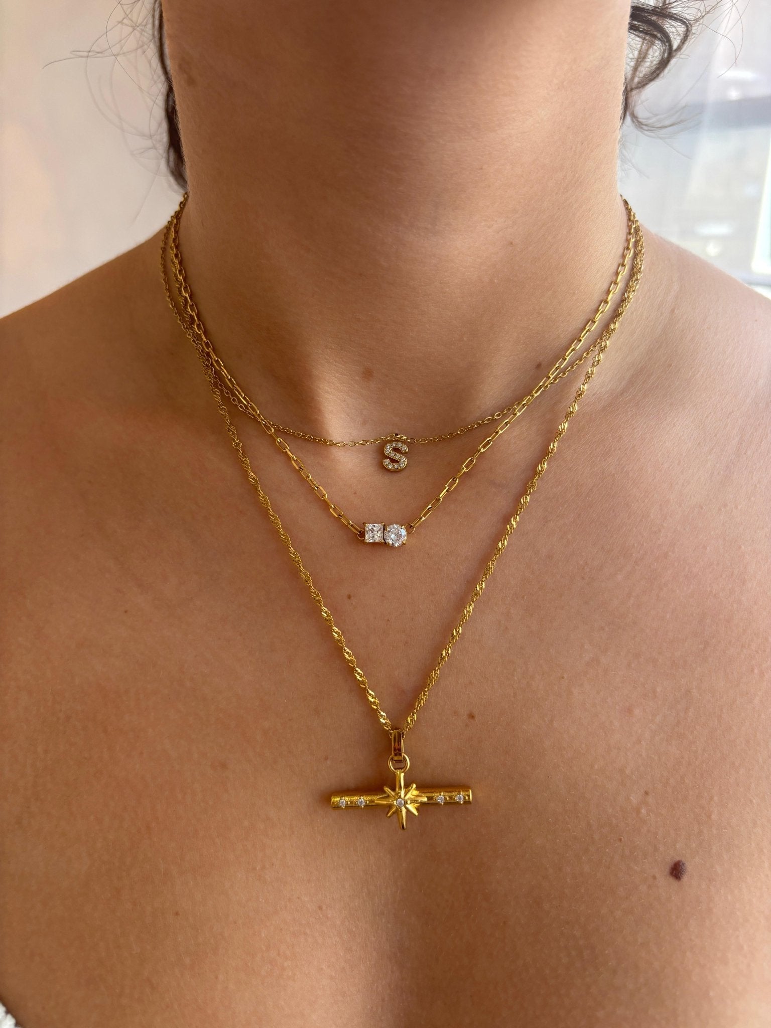 DUAL SPARKLE NECKLACE best gold plated tarnish and water resistant piece by Irish Jewellery brand - Lynott Jewellery