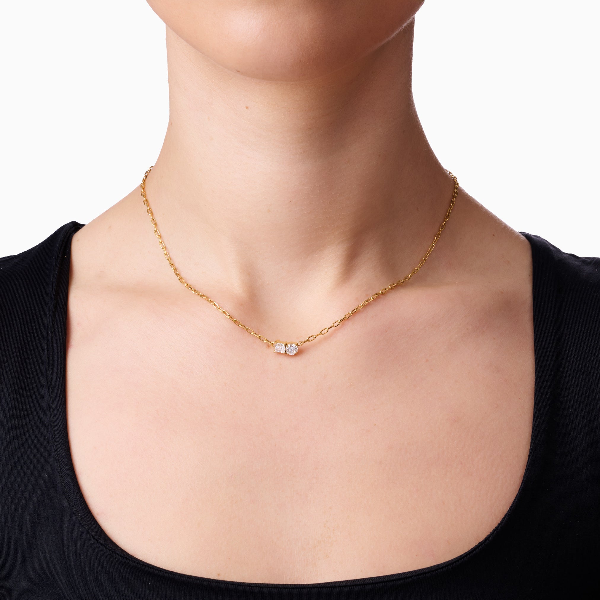 DUAL SPARKLE NECKLACE best gold plated tarnish and water resistant piece by Irish Jewellery brand - Lynott Jewellery