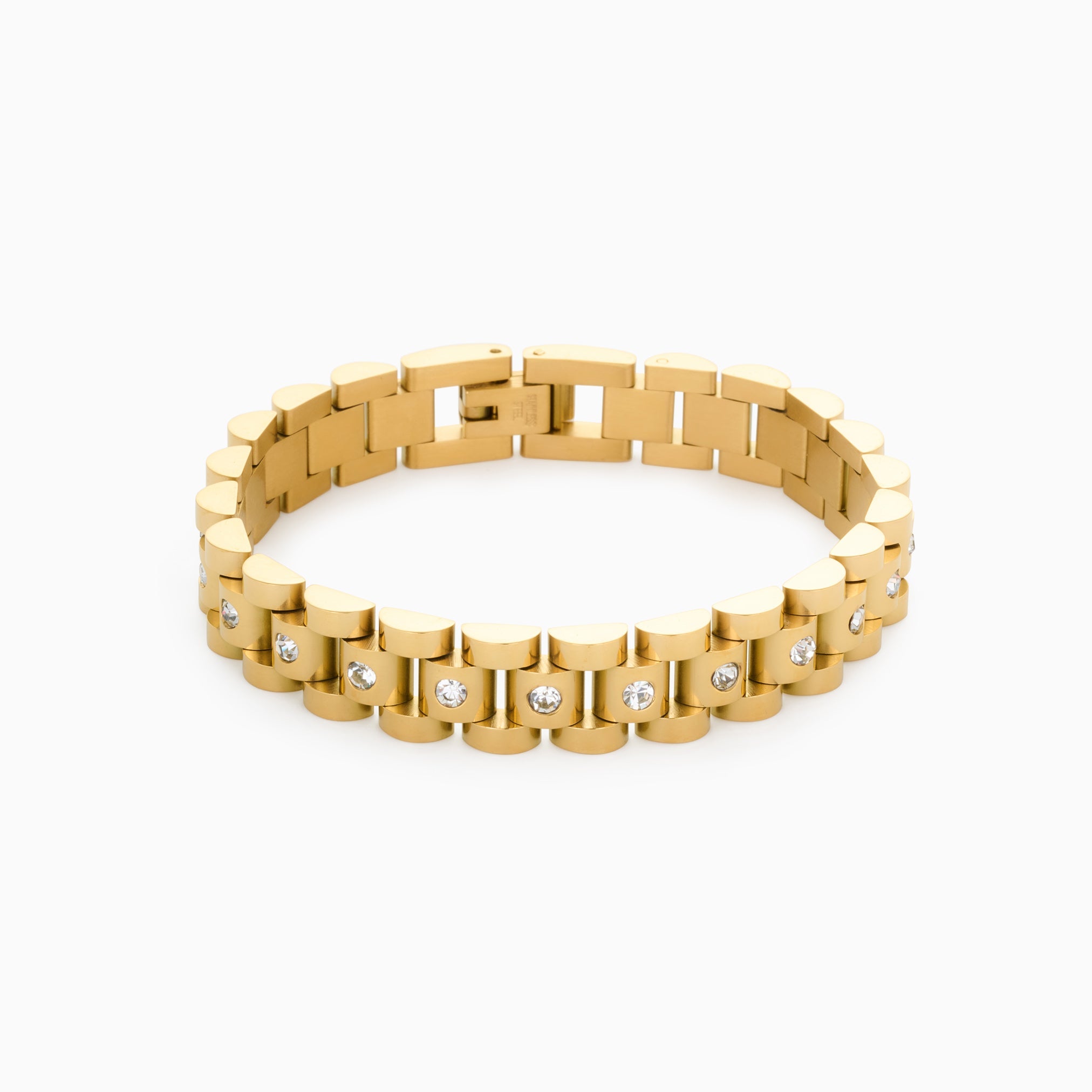 LINK STRAP BRACELET best gold plated tarnish and water resistant piece by Irish Jewellery brand - Lynott Jewellery