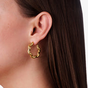 WHISPERING WAVE HOOP best gold plated tarnish and water resistant piece by Irish Jewellery brand - Lynott Jewellery