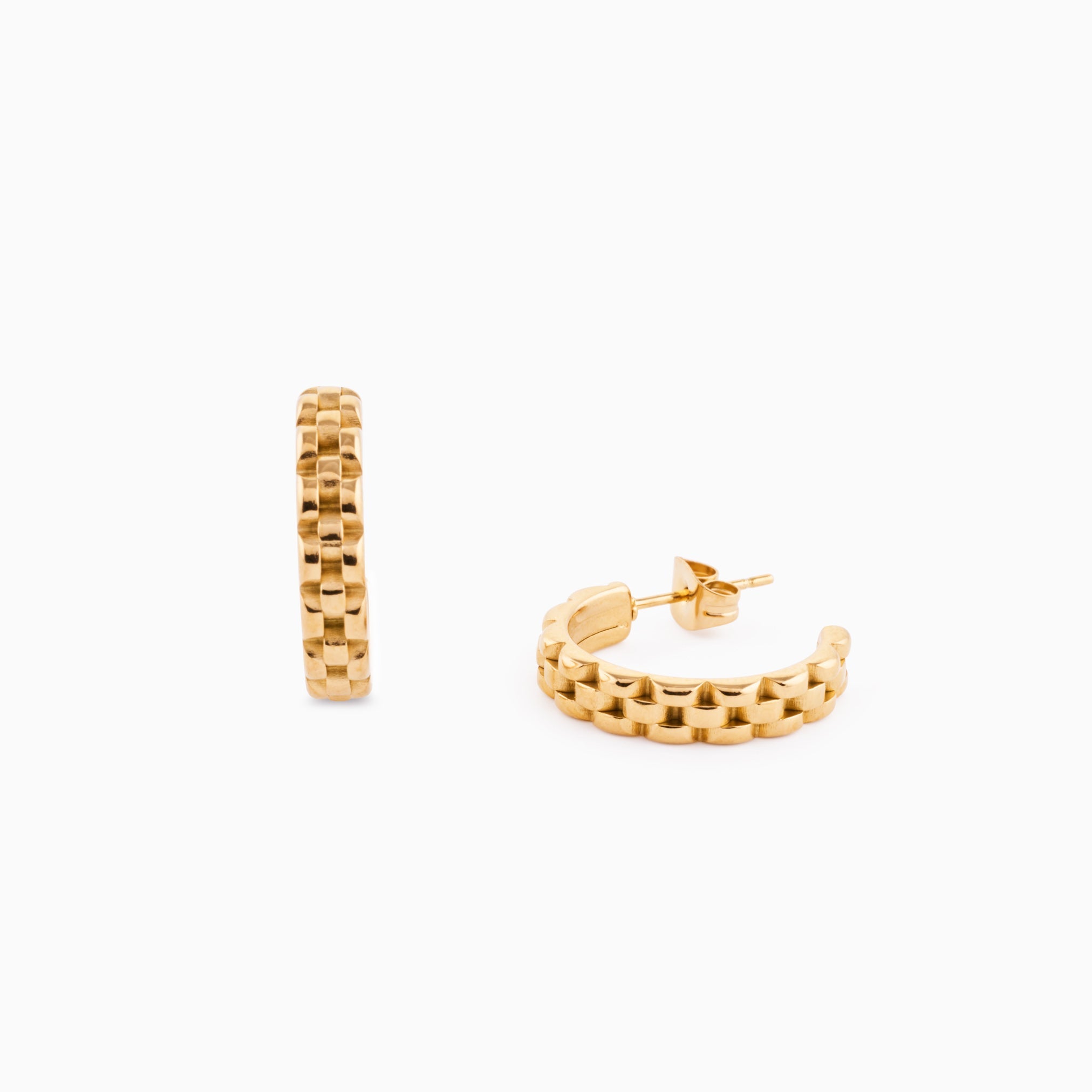 LINK STRAP HOOPS best gold plated tarnish and water resistant piece by Irish Jewellery brand - Lynott Jewellery