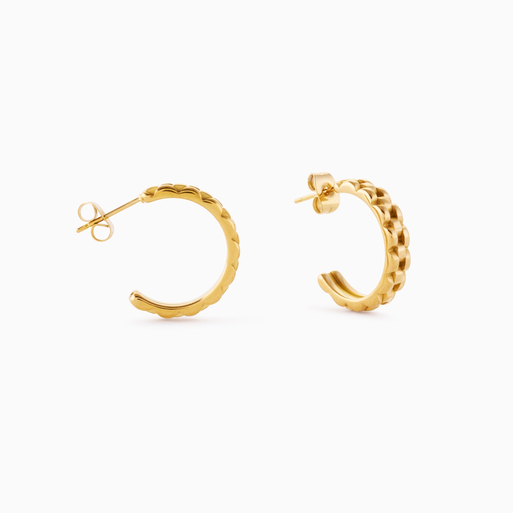 LINK STRAP HOOPS best gold plated tarnish and water resistant piece by Irish Jewellery brand - Lynott Jewellery