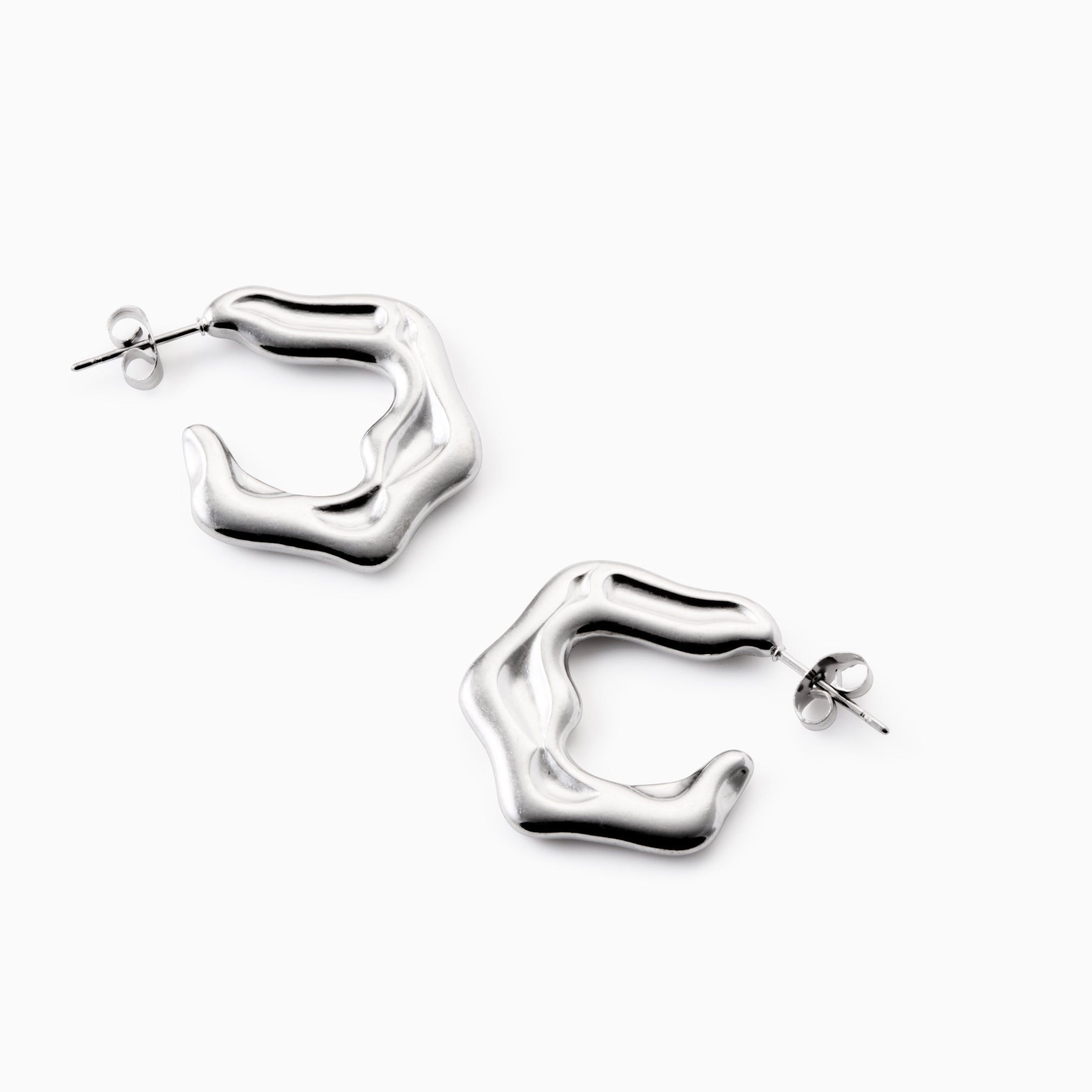 FLAT RIPPLE HOOP EARRINGS best gold plated tarnish and water resistant piece by Irish Jewellery brand - Lynott Jewellery