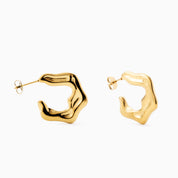 FLAT RIPPLE HOOP EARRINGS best gold plated tarnish and water resistant piece by Irish Jewellery brand - Lynott Jewellery