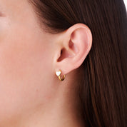 MOTHER OF PEARL HEART HUGGIES best gold plated tarnish and water resistant piece by Irish Jewellery brand - Lynott Jewellery