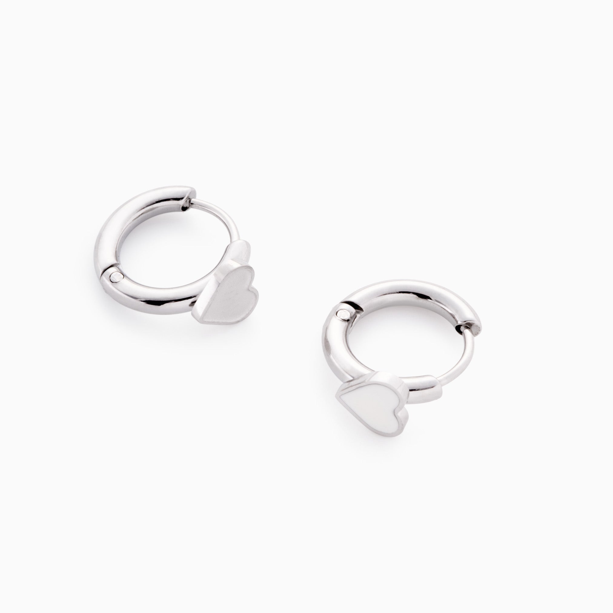 MOTHER OF PEARL HEART HUGGIES best gold plated tarnish and water resistant piece by Irish Jewellery brand - Lynott Jewellery