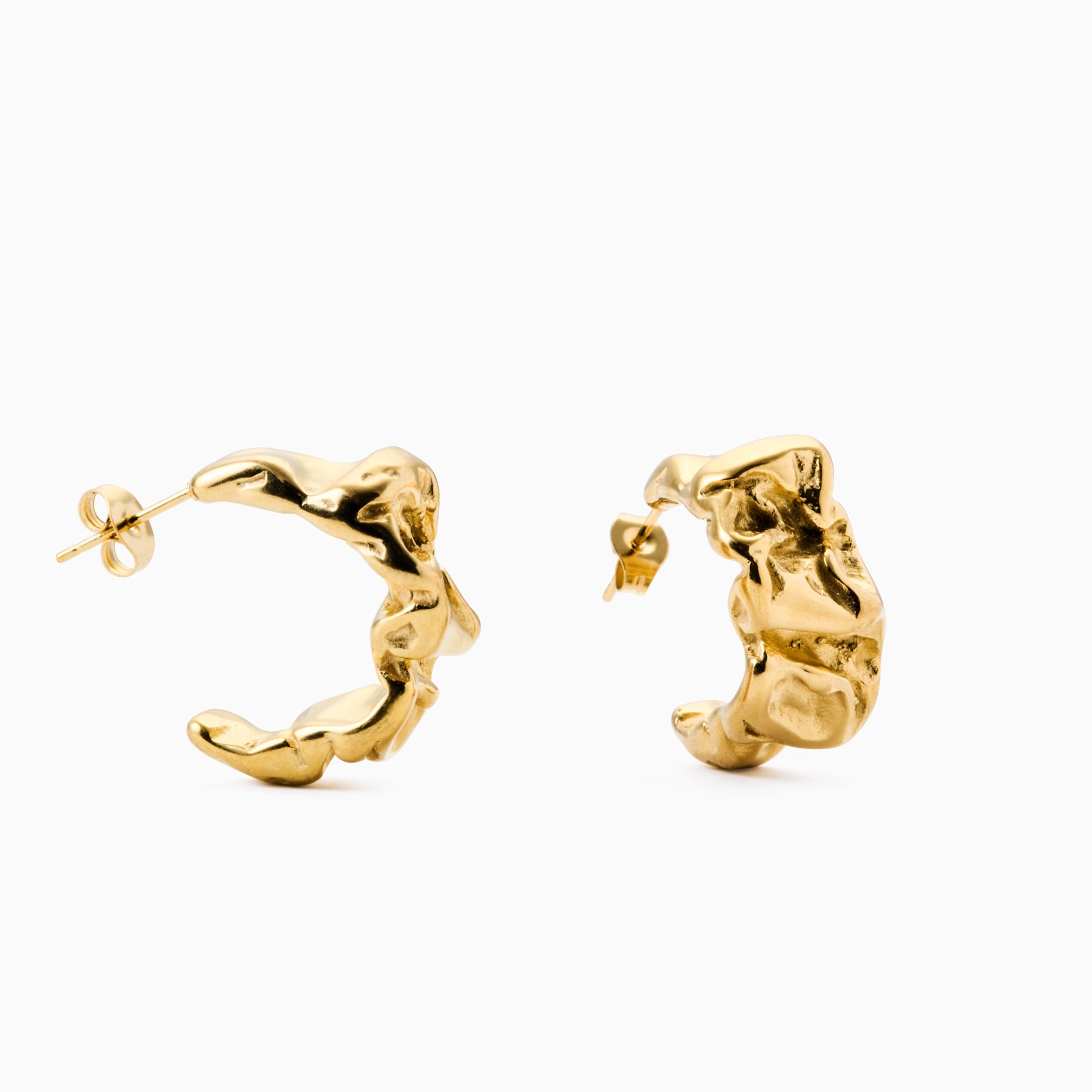 TEXTURED STATEMENT HOOP best gold plated tarnish and water resistant piece by Irish Jewellery brand - Lynott Jewellery