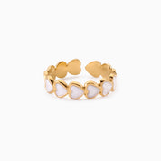 MOTHER OF PEARL HEART ADJUSTABLE RING best gold plated tarnish and water resistant piece by Irish Jewellery brand - Lynott Jewellery
