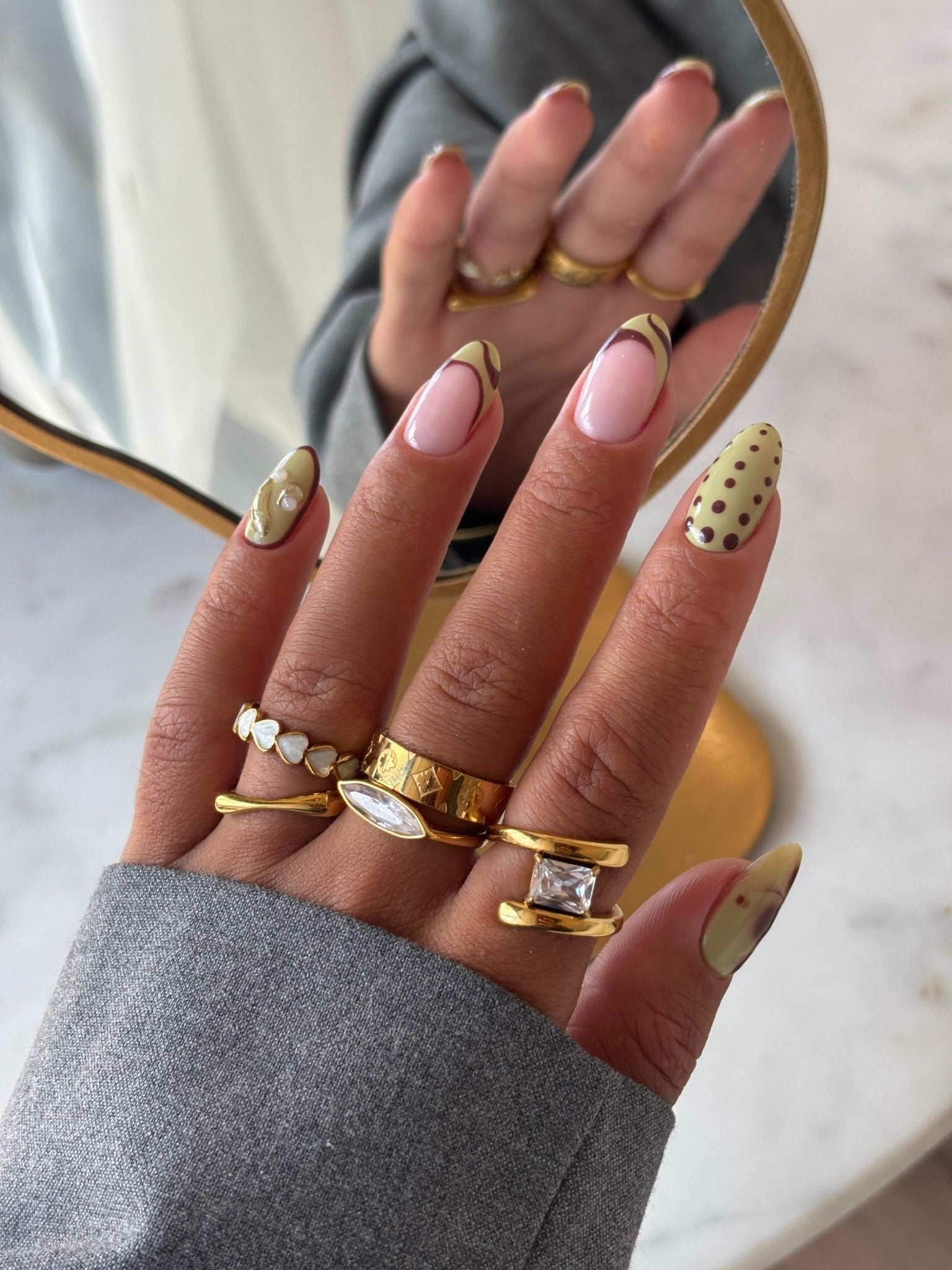 MOTHER OF PEARL HEART ADJUSTABLE RING best gold plated tarnish and water resistant piece by Irish Jewellery brand - Lynott Jewellery