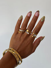 MOTHER OF PEARL HEART ADJUSTABLE RING best gold plated tarnish and water resistant piece by Irish Jewellery brand - Lynott Jewellery