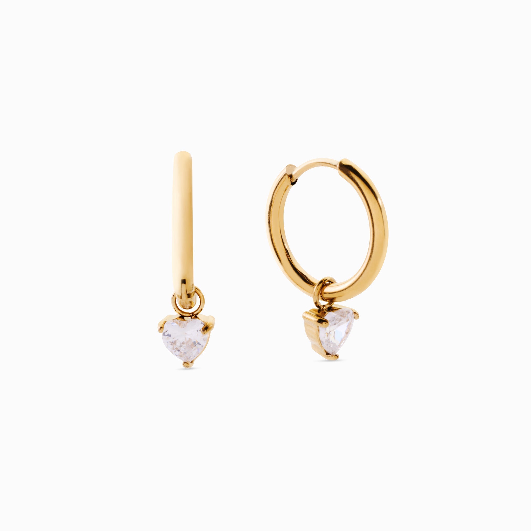 SPARKLE HEART PENDANT HUGGIES best gold plated tarnish and water resistant piece by Irish Jewellery brand - Lynott Jewellery