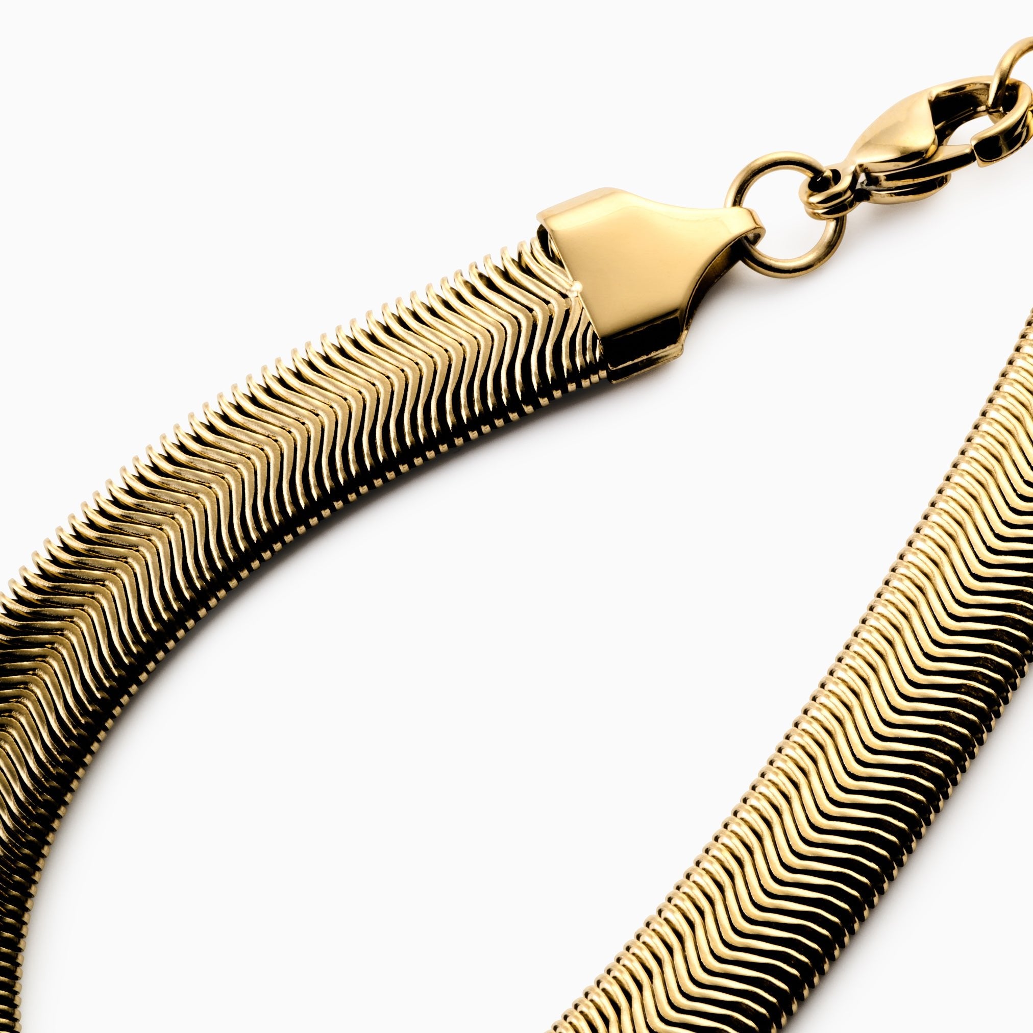 CHUNKY HERRINGBONE BRACELET best gold plated tarnish and water resistant piece by Irish Jewellery brand - Lynott Jewellery