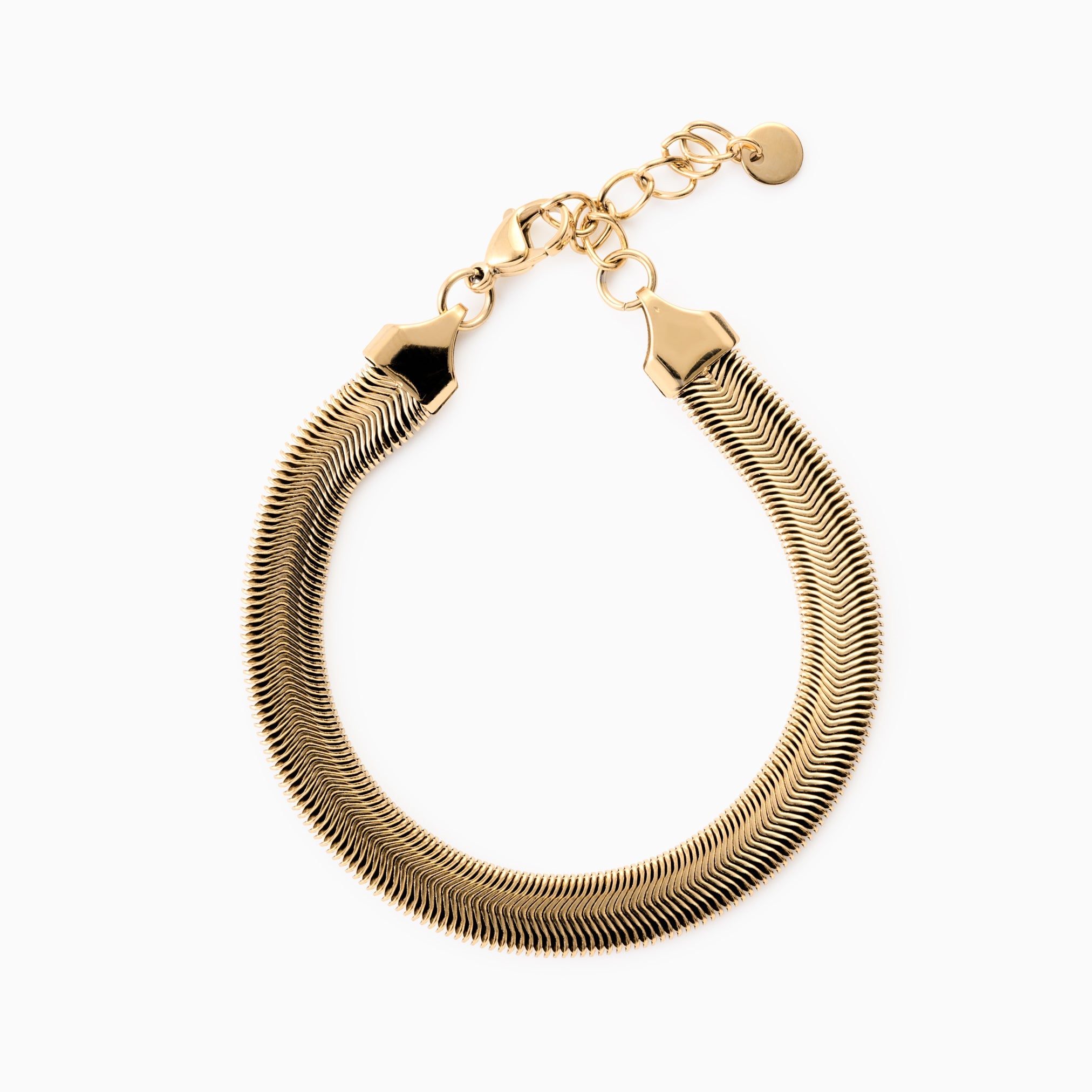 CHUNKY HERRINGBONE BRACELET best gold plated tarnish and water resistant piece by Irish Jewellery brand - Lynott Jewellery