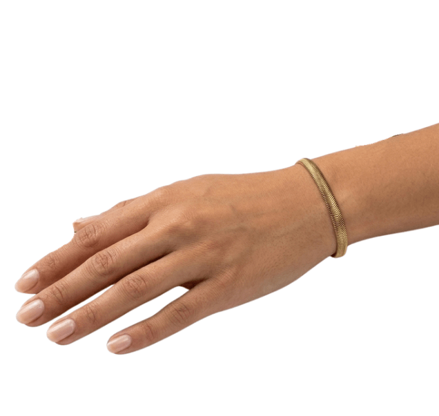CHUNKY HERRINGBONE BRACELET best gold plated tarnish and water resistant piece by Irish Jewellery brand - Lynott Jewellery