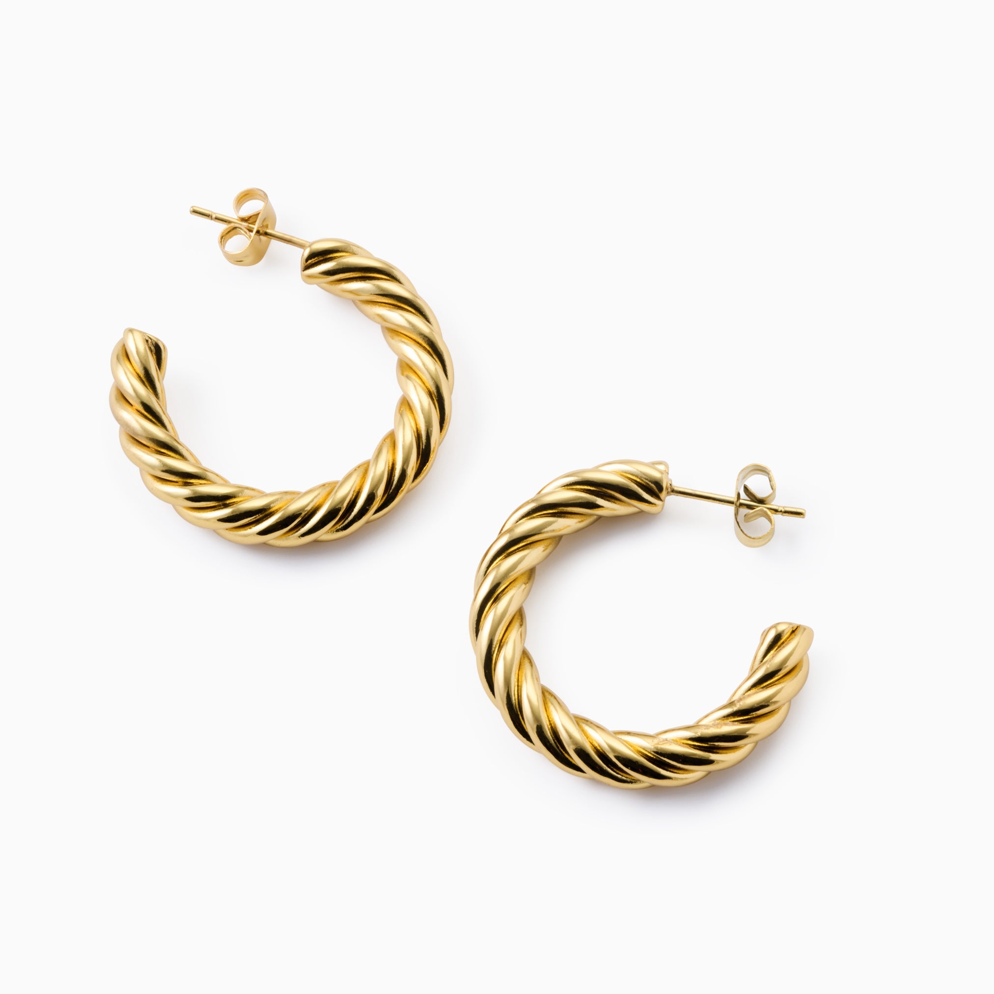 TWISTED HOOPS best gold plated tarnish and water resistant piece by Irish Jewellery brand - Lynott Jewellery