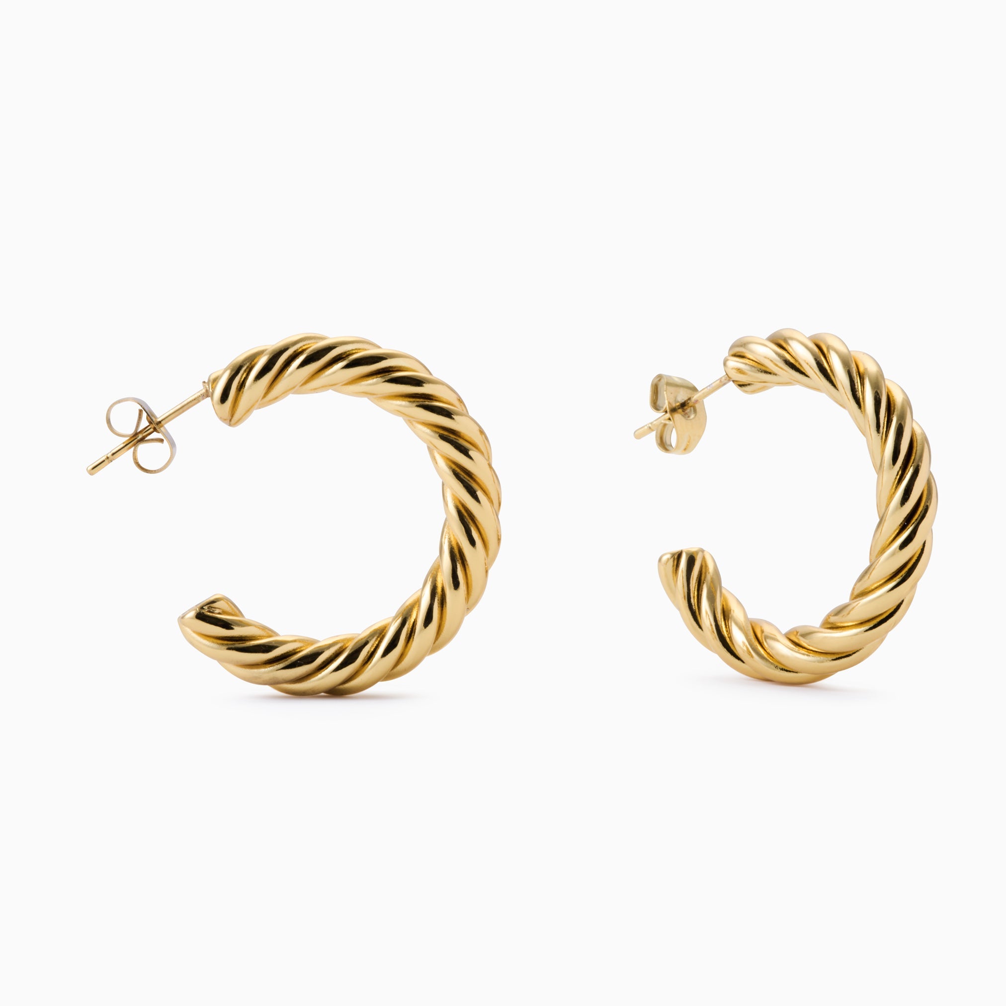 TWISTED HOOPS best gold plated tarnish and water resistant piece by Irish Jewellery brand - Lynott Jewellery