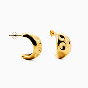 TEXTURED DOME HOOP best gold plated tarnish and water resistant piece by Irish Jewellery brand - Lynott Jewellery