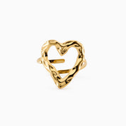 TEXTURED HEART ADJUSTABLE RING best gold plated tarnish and water resistant piece by Irish Jewellery brand - Lynott Jewellery