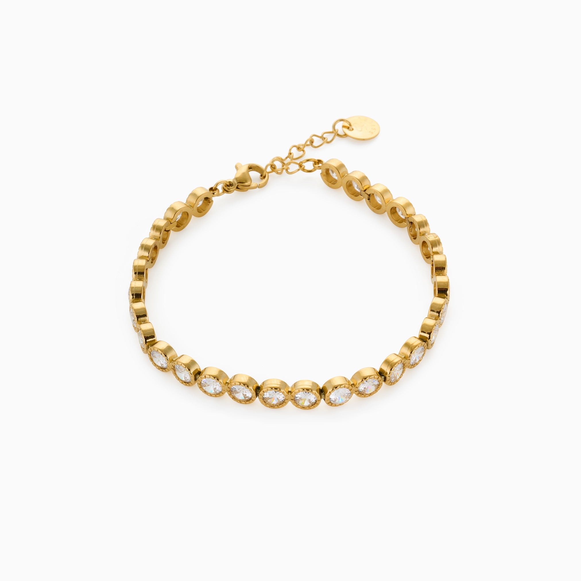 PURE SPARKLE TENNIS BRACELET best gold plated tarnish and water resistant piece by Irish Jewellery brand - Lynott Jewellery