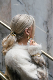 KNOTTED POWER HOOP best gold plated tarnish and water resistant piece by Irish Jewellery brand - Lynott Jewellery