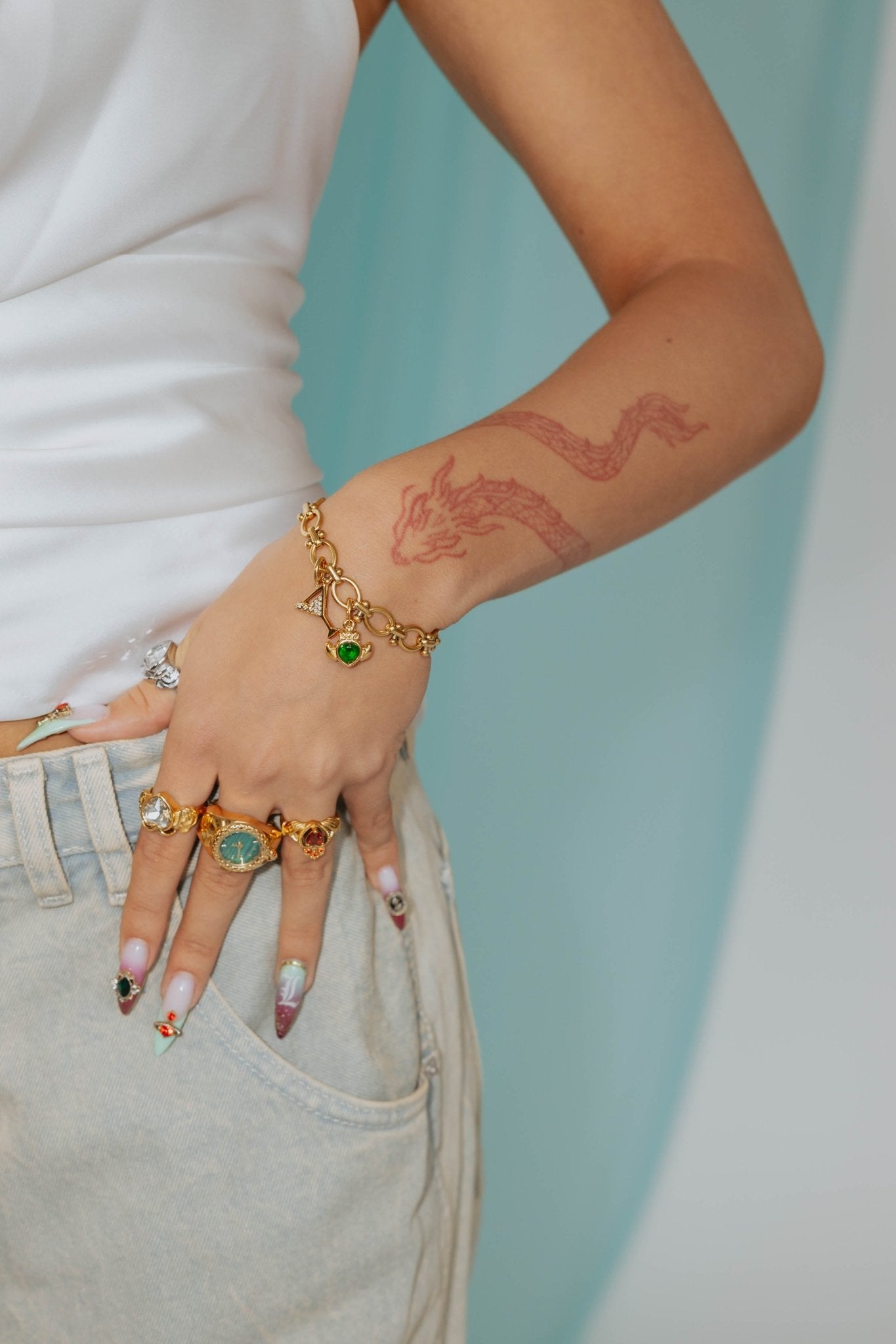 LAUREN X LYNOTT SINGLE A GHRA HEART CHARM best gold plated tarnish and water resistant piece by Irish Jewellery brand - Lynott Jewellery