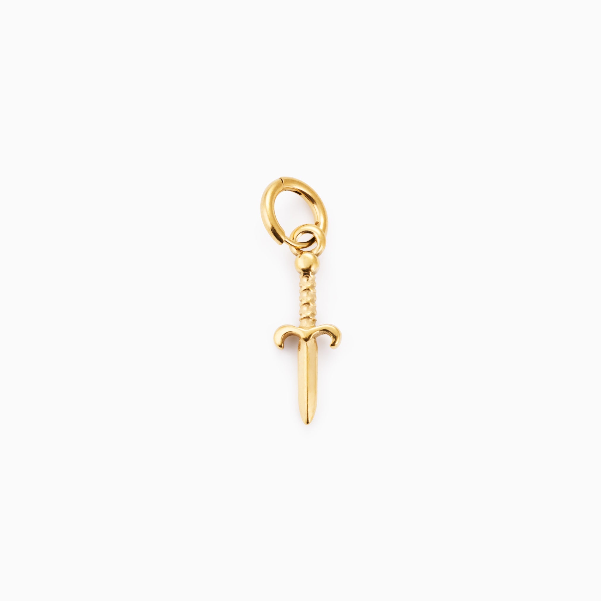 LAUREN X LYNOTT SINGLE CUMHACHT SWORD CHARM best gold plated tarnish and water resistant piece by Irish Jewellery brand - Lynott Jewellery