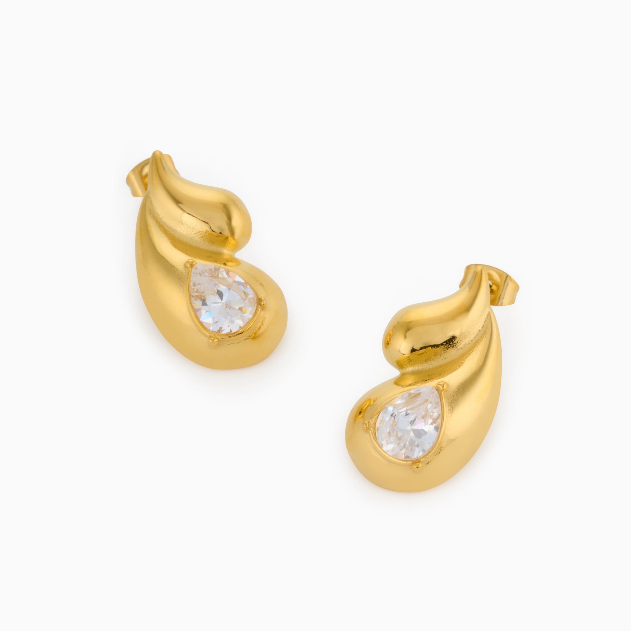 TEARDROP SPARKLE EARRING best gold plated tarnish and water resistant piece by Irish Jewellery brand - Lynott Jewellery