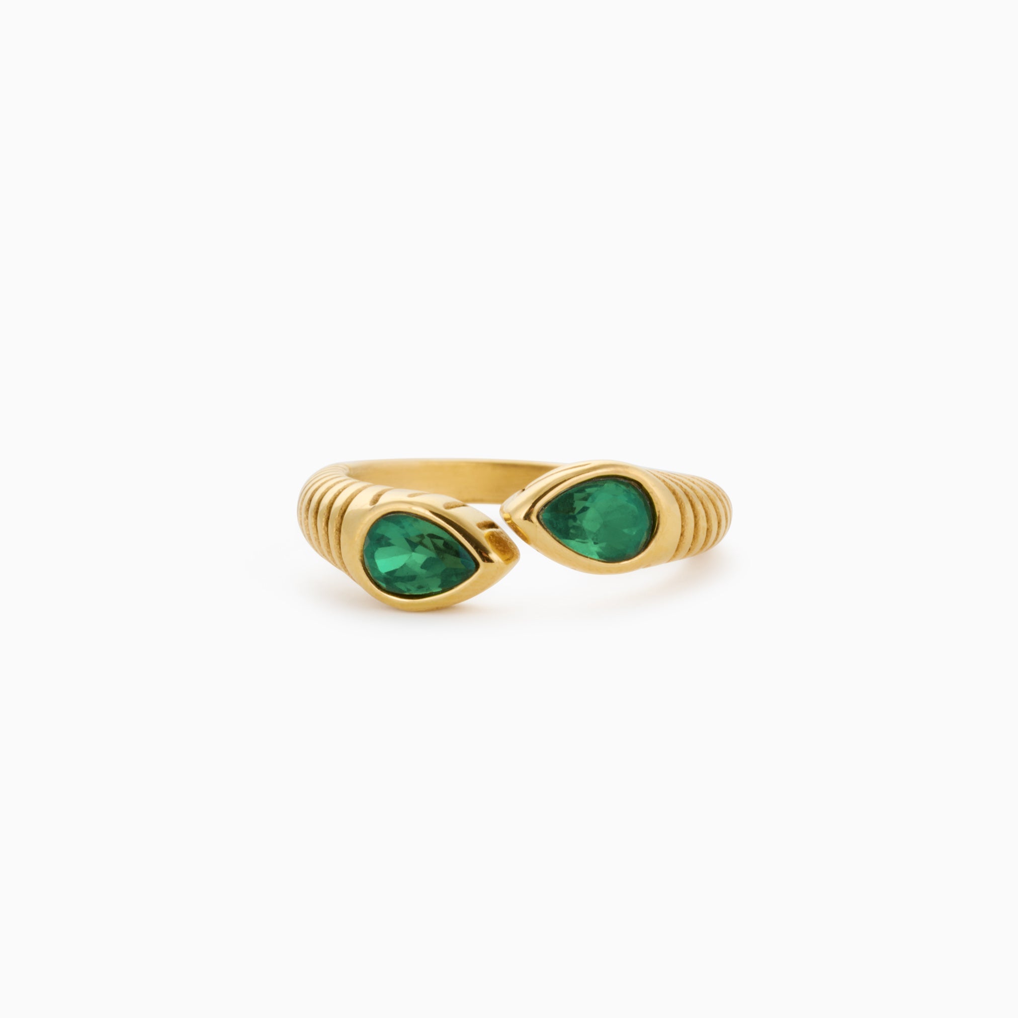 NOVA GREEN RING best gold plated tarnish and water resistant piece by Irish Jewellery brand - Lynott Jewellery